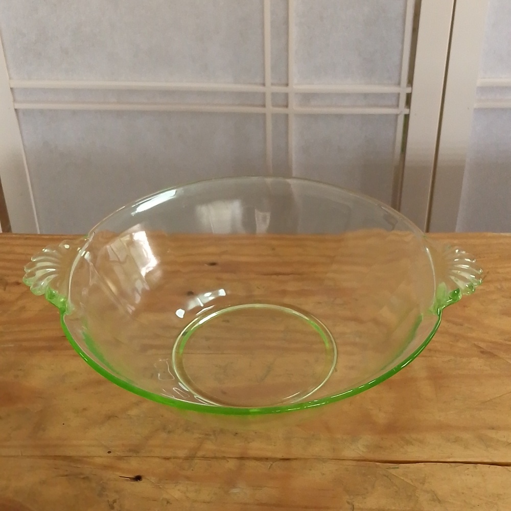 Vintage Vaseline Glass Serving Bowl